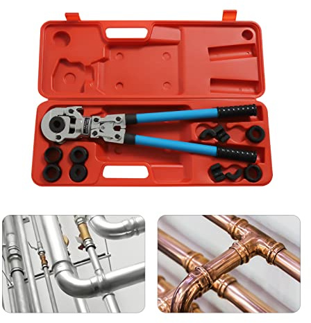 TH16-32mm Pipe Crimper Plumbing Copper Fittings Crimping Tools V12-28mm Jaws with 9PC Dies Pressing Tongs Crimping Tools