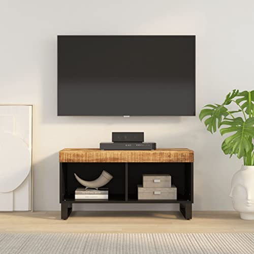 CINDERFUL TV-Schrank 85x33x43,5 cm Massivholz Mango,Industrieller TVSchrank aus massivem Mangoholz mit geräumigem Stauraum Mediaaufbewahrung