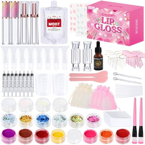 Juego de brillo de labios Vezerd para hacer tú mismo, kit de maquillaje hidratante para niñas, juego de fabricación propia, manualidades creativas para adultos, regalo divertido para mujeres