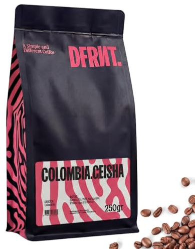 DFRNT. Geisha Brew 100% Arábica – 85 Puntos SCA – Café de Especialidad en Grano de Colombia – Notas Florales y Frutales – Ideal para Filtro – Tueste Reciente en España – 250g