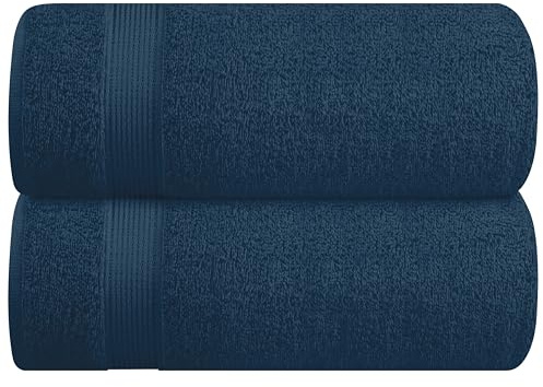 Belizzi Home Cotton 2 Pack Oversized Bath Sheet 35x70, Large Bath Sheet, Ultra Soft, Absorbent, Compact, Eco-Friendly, Recyclable, Quick Drying and Lightweight Towel - Mineral Blue