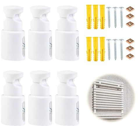 Hugwish 6 Stück Heizkörper Montagehalterung, ABS-Material, Verstellbarer Abstand 75-95 mm, Tragfähigkeit 90 kg, Einstellbarer Abstand, Platzsparend, Badheizkörper Handtuchhalter (6, weiß)