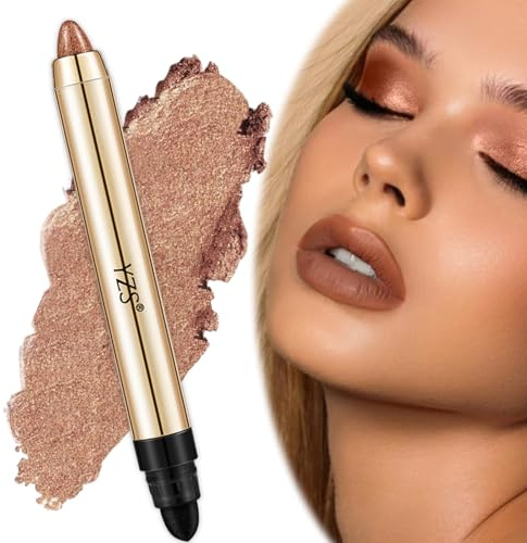 Doppelseitiger-Augenaufheller-Stick Lidschattenstift mit Schwamm, Wasserfester Langanhaltend und Hochpigmentierter Creme Glitzer Lidschatten Cream Schimmerschattenstift, einfach zu verwenden