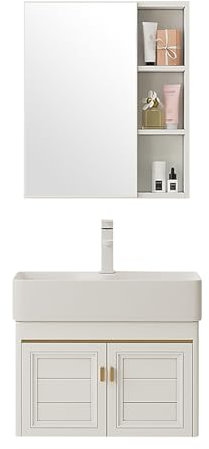 Moderner Eck-Waschbeckenschrank mit Sockel und Wasserhahn, kleines Waschtisch-Set (60 cm), Weiß