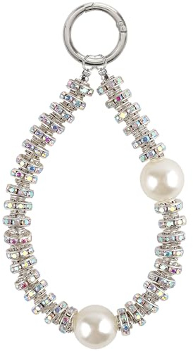 Strasssteine Schlüsselanhänger Damen Edelsteine Perlen Taschenanhänger Bag Charm Strass Perle Taschen Anhänger Kristall Pearl Bead Key Chain Anhänger Tasche Rhinestones Pearls Beads Keychain Aesthetic