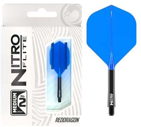 RED DRAGON Darts – Integrerad Flyg & Axel System – No.2 Form och design – Svart & Blå Färg, Medellängd