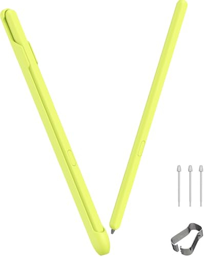 Miimall Para Samsung Z Fold 6 S Pen, compatible con Galaxy Z Fold 3/4/5/6 Fold Edition, soporte adhesivo delgado para S-Pen con punta de silicona de 1,5 mm (bolígrafo + funda, verde)