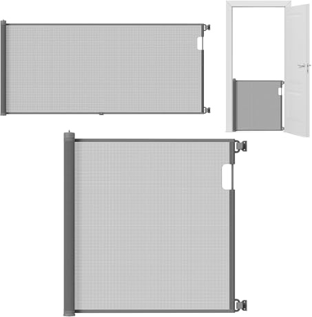 TULANO Guardian Treppenschutzgitter ausziehbar 5-180 cm, Höhe 86 cm, Grau | Extra breites Türschutzgitter für Kinder & Haustiere, Einhandbedienung, sicherer Kinderschutz für Treppen & Türen
