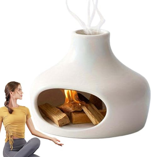 Quemador de incienso de chimenea, quemador de cerámica para manchas, quemador de incienso hecho a mano, cuenco de incienso de meditación para estudios de yoga, espacios de meditación y hogares