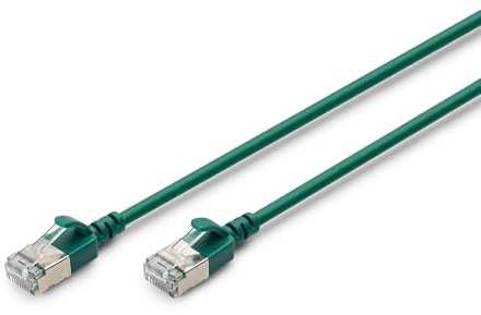 DIGITUS Cable LAN Cat 6A – 3 m – Delgado – F/FTP apantallado – Verde | 10 Gbit/s – PoE+ – AWG 32/7 – LSZH – Cable de red RJ45 – Compatible con Cat 6 y Cat 7