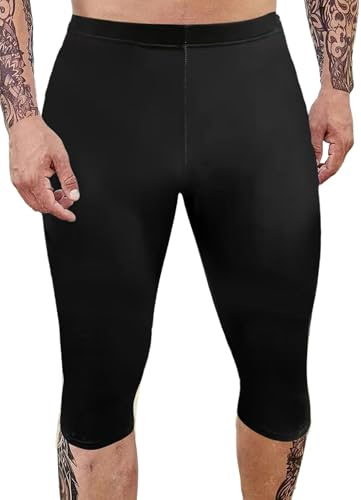 FEOYA Jammer Mens Swimming Swimsuit Quick-Drying Mid Jammers Swim Trunk Shorts Beach Surfing Fitness Training Swim Pants for Men Black XL