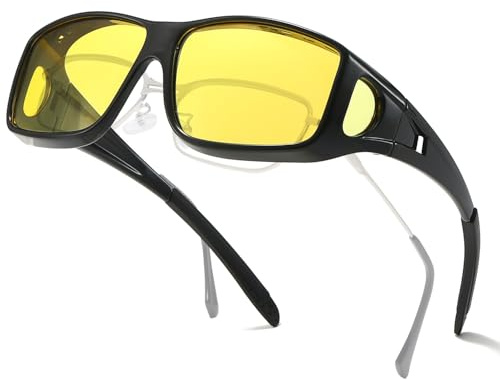 LVIOE Nachtfahrbrille Überziehbrille für Brillenträger Polarisierte Gläser Blendschutz | für Herren Damen | zum Autofahren Angeln