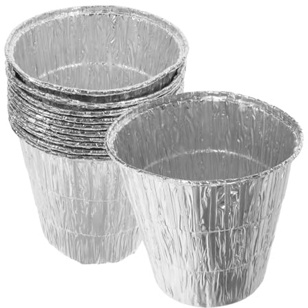 ibasenice 10pcs Disposable Tin Foil Grease Cup Liners Aluminum Baking Cups for Bbq Smoker Outdoor Grill Use Replacement Catching Grease