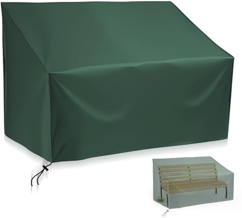 GOEDCH Housse De Banc De Jardin 2 Places, 134 X 66 X 89 Cm, Imperméable, Résistant Aux UV, Anti-Poussière, Pour Meubles De Jardin, Protection Extérieure, Housse Pour Loveseats, Vert
