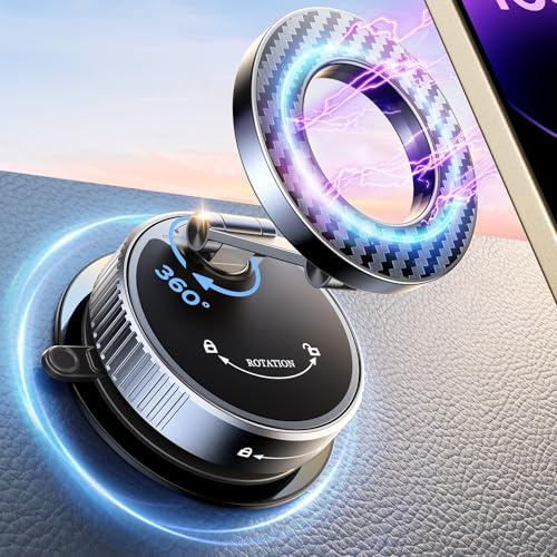 Mohard 2026 Soporte Magnetico Movil Coche para MagSafe [Gel Nano + Succión de Vacío], 360° Ajustable Plegable y 2400GF Imán Potente Sujeta Suporte Telemovel Carro para iPhone 17/16/15/14/13/12