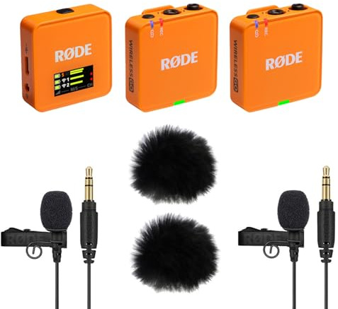Rode Wireless GO Gen 3 - Sistema radio wireless a 2 canali con microfono Lavalier GO e 2 paravento Keepdrum