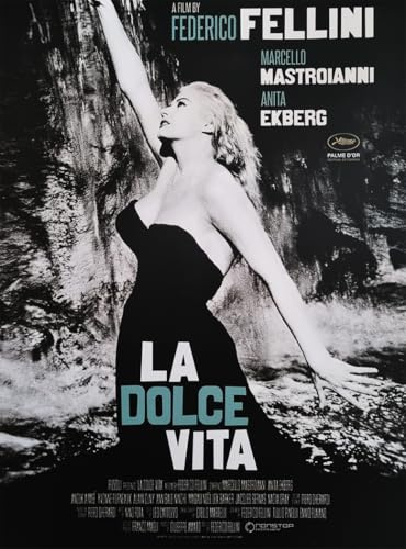 KUSTOM ART Póster decorativo de pared serie carteles película celebri la Dolce Vita Fellini impresión sobre cartón 40 x 30 cm sin marco