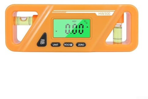 Digitaler Neigungsmesser mit LCD-Display mit Hintergrundbeleuchtung, magnetischer Basis, 4 × 90° Messbereich und 0,2 ° Genauigkeit für Holzbearbeitung, Auto-Reparatur (Orange)