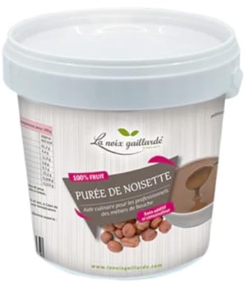 La Noix Gaillarde Purée 100% de Noisette Naturelle, de NOISETTE BIO, de Noix de cajou; Praliné Amande Noisette, 1kg/Seau (1 seau, Purée de noisette)