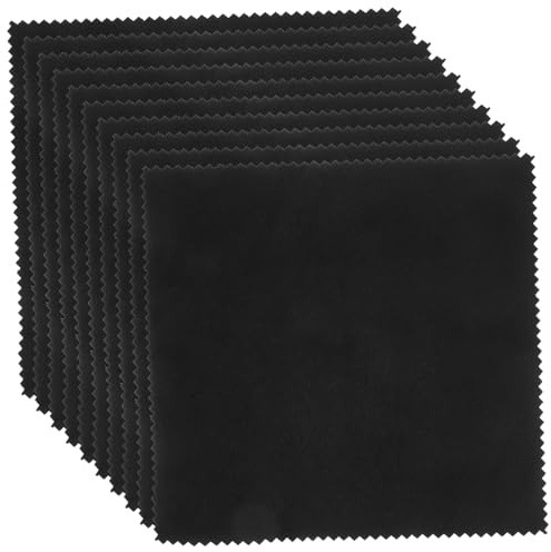 Zerodeko 12 Paños de Limpieza de Microfibra Doble Faz para Instrumentos Musicales, Paño para Limpiar Guitarra, Piano, Color Negro, Kit de Limpieza Profesional para Eliminar Polvo y