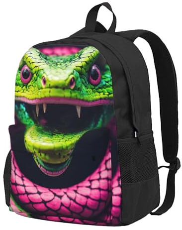 HUIopq Mochila unisex de gran capacidad con estampado de serpiente verde para viajes, trabajo, aventuras al aire libre