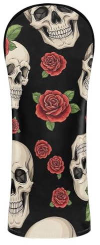 Copri mazza da golf vintage con teschio rosso rosa nera per uomo donna in pelle PU con etichette numeriche per driver in legno ibrido