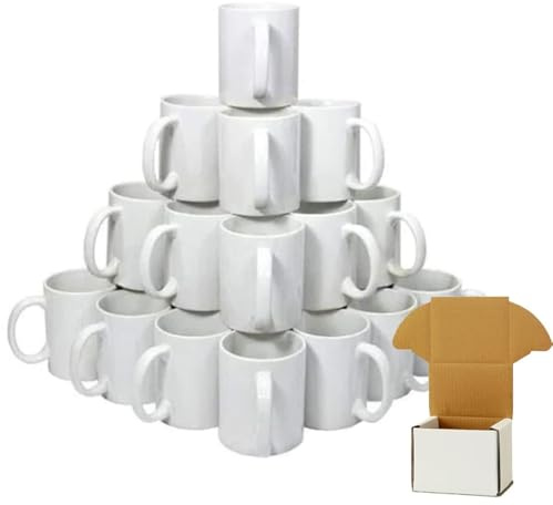 Ayn Al Madina Tazas blancas de sublimación de 325 ml, tazas de sublimación revestidas, tazas de impresión de prensa de calor con caja a prueba de golpes (36)