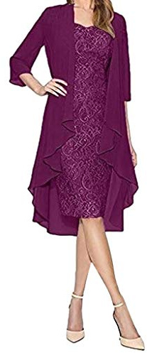 VEMOW Vestido Mujer Moda Dos Piezas Encantador Color sólido Madre deColor sólido la Novia Cordón Vestidos OtoñO Summer