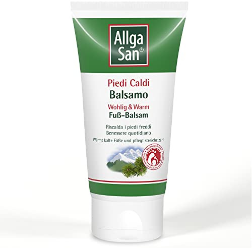 Allga San Balsamo Pieds chauds - Crème Chauffante Pieds Frois, 75 ml - Chauffe Doucement et Gradatement - Hydratant avec Huile de pin Mugo, Gingembre et Genciane