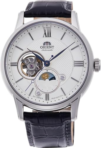Orient Herren Automatik Armbanduhr in der Farbe Silber mit Armband aus Leder, Wasserdichtigkeit: 5 bar, Gehäusedurchmesser: 42 mm, RA-AS0011S10B