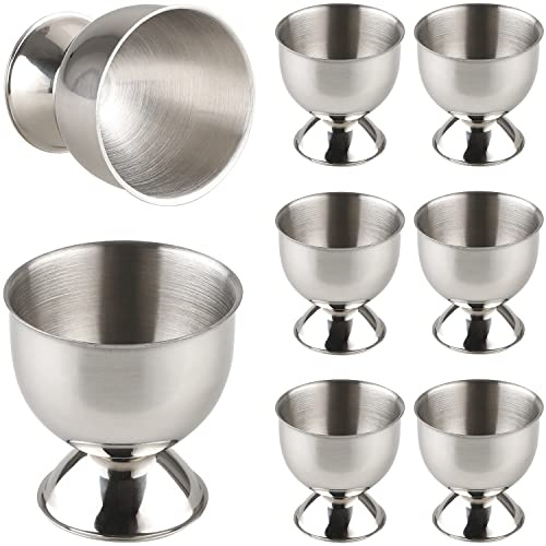 Leegg-DE Eierbecher aus Edelstahl für weich gekochte Eier 8er Set Eierhalter Tablett