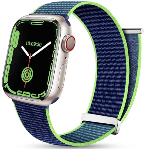 Mastten Sport Loop Kompatibel mit Apple Watch Armband 42mm 41mm 40mm 38mm Herren Damen, Weiches Nylon-Armband mit Klettverschluss für iWatch 11 10 9 8 7 6 5 4 3 2 1, SE 3 2 1, Limettenblau