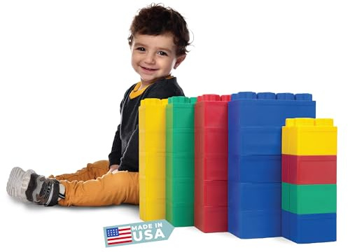 BiggoBlocks Big Blocks for Kids Ages 4-8, Indoor & Outdoor Blocks for Kids Jumbo Games, Large Building Blocks (24 PC) Beginner Set