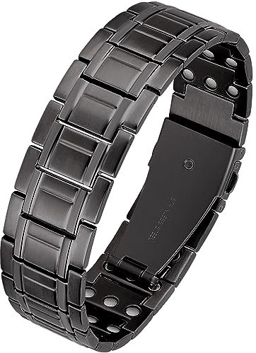 Jeracol Magnetarmband Herren, Titanstahl Magnet Armband Heilung Herren mit Ultra-Stärke von 3500 Gauss-Magneten, verstellbares Armband mit Entfernungswerkzeug und Schmuck-Geschenkbox