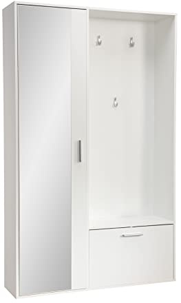 Cool24 BIS Gaderobenschränke Flur Set - Garderobe mit Spiegel - Robust Flurgarderobe - Garderobe mit Sitzbank - Schuhschrank - Garderobe Set - Modern Flurgarderoben Set