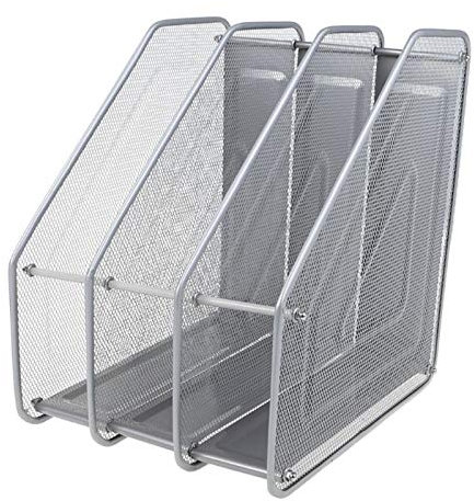 Schreibtisch Organizer Desktop-Accessoires Organizer, 3-Säulen-Metall-Mesh-Dokument-Rack-Briefmagazin, for Home Office-Desk-Organisator Supplies Dropship (Schwarz, Silber) Ordnerregale/Stehsammler ( C