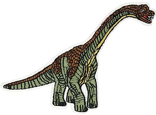 Dinosaurier Figuren Aufnäher Kinder Patch Brachiosaurus Bild Patch zum aufbügeln | Dinosaurier Bügelbilder für Textilien Kinder Flicken zum aufnähen | 95x70mm