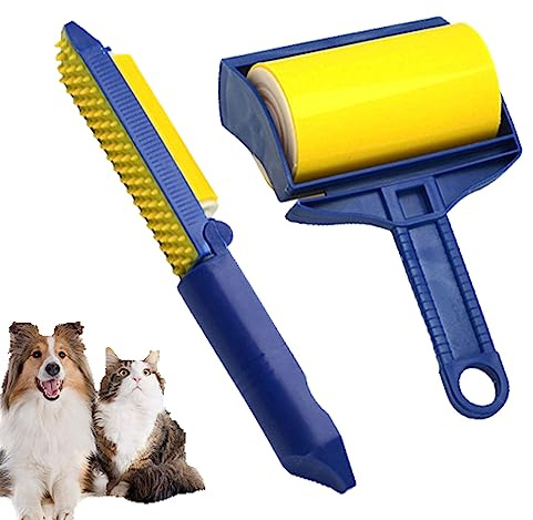 ChangTsing Reusable Silicone Sticky It Roller,Washable Stick It Roller for Pet Hair,Lint Brush and Mini Lint Roller Handheld and Travel Bar Roller kit for Dog and Cat Hair, Clothes, Quilts and Cars