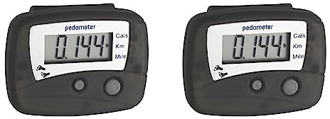 TFA Dostmann „HiTrax Walk“ Elektronischer Schrittzähler, 42.2003, Entfernung (km/Meilen), Kalorienverbrauch, schwarz, L 48 x B 19 x H 36 mm (Packung mit 2)
