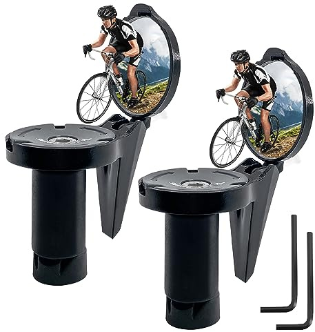 2 Pièces Retroviseur Velo,360° Rotatifs Rétroviseur Vélo,Retroviseur Embout de Guidon 16-22 mm,Petit Miroir de Vélo pour Velo Route VTT,Universels Gauche et Droite (2 Pièces-Noir)