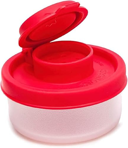 2 paquetes de salero y pimentero pequeños para llevar – Mini juego de salero y pimentero con tapa para llevar contigo – perfecto para viajes, camping y para llevar – con cerradura – 40 g rojo