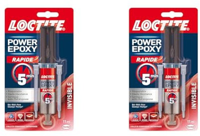 Loctite Power Epoxy Rapide 5 Minutes 25 ml, Colle Epoxy Réajustable Forte Résistante, Résine Transparente Avec Seringue Auto-Mélangeuse (Lot de 2)