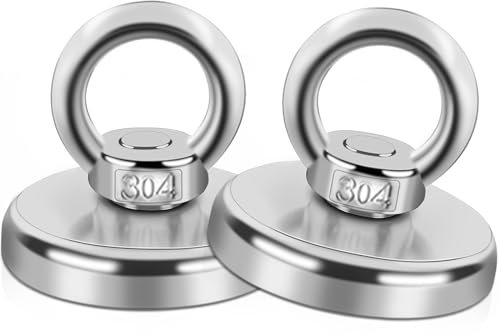 Magnete Stark, Magneti Forti, Magneti al neodimio da 65 kg Pesca magnetica extra forte, Magnete al neodimio con occhiello grande e forte Gancio magnetico, Ösenmagnet Magnethaken per officina 42mm da 2