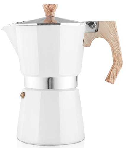 wedrink Moka Pot Coffee Makers 6 Cups,Aluminum Coffee Percolator pot Moca Pot 300ml,Espresso Maker White