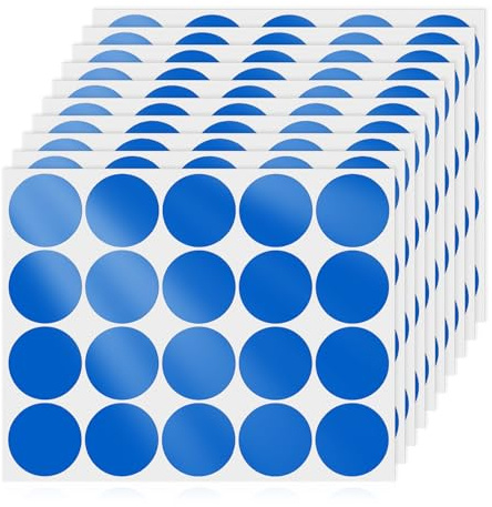 YIKIADA 200 Stück Klebepunkte 50 mm Vinyl Selbstklebende Runde Etiketten Abnehmbar Aufkleber Wasserdicht Punktaufkleber Blau