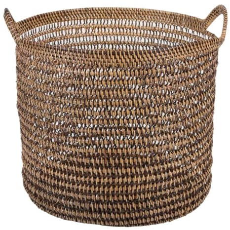Rattan Korb Aufbewahrungskorb Naturkorb Wäschekorb geflochten Blumenkorb Eda mit Henkel Größe L LOM20112