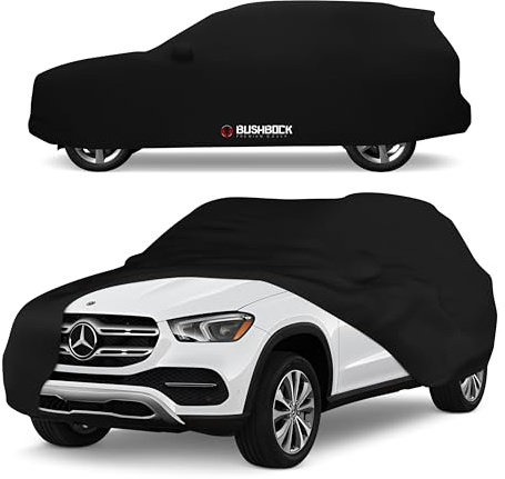 BUSHBOCK® Premium SUV skydd inomhus – satin skyddande överdrag tyg – presenning bilpresenning bilgarage inomhus (svart, SUV-XL)
