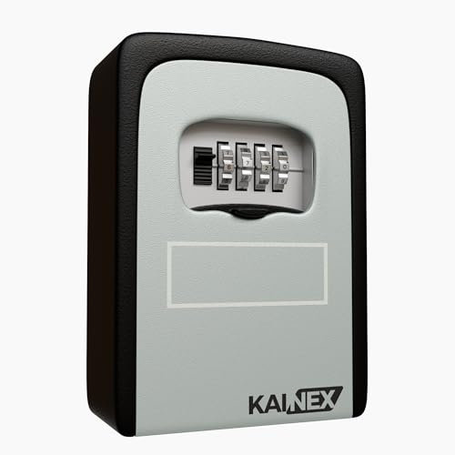 KAINEX Key Safe Wall Mounted – Premium Outdoor Key Lock Box with 4-Digit Combination Code | Heavy-Duty, Weatherproof Key Safe for Home, Office, Airbnb