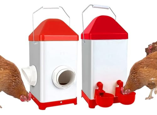 Automatischer Hühnerfutterspender - Automatisches Geflügelfutterset, Geflügelfutterspender und Tränke for Hühner, Hühnerstallzubehör