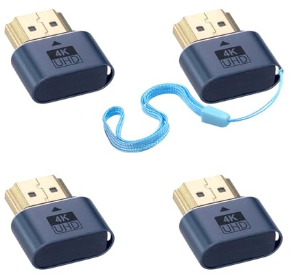 Duttek Lot de 4 prises factices HDMI 4K - Émulateur d'affichage virtuel pour moniteur virtuel, adaptateur d'affichage sans tête pour Windows Mac OSX Linux, prend en charge jusqu'à 4K @ 60 Hz (sans
